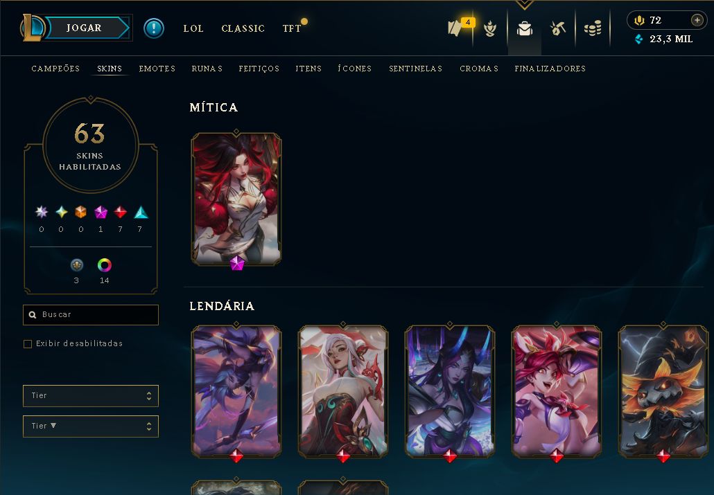 Conta de Lol com skins raras, Miss Fortune, Yasuo, Irelia, Akali, Jinx e Veigar