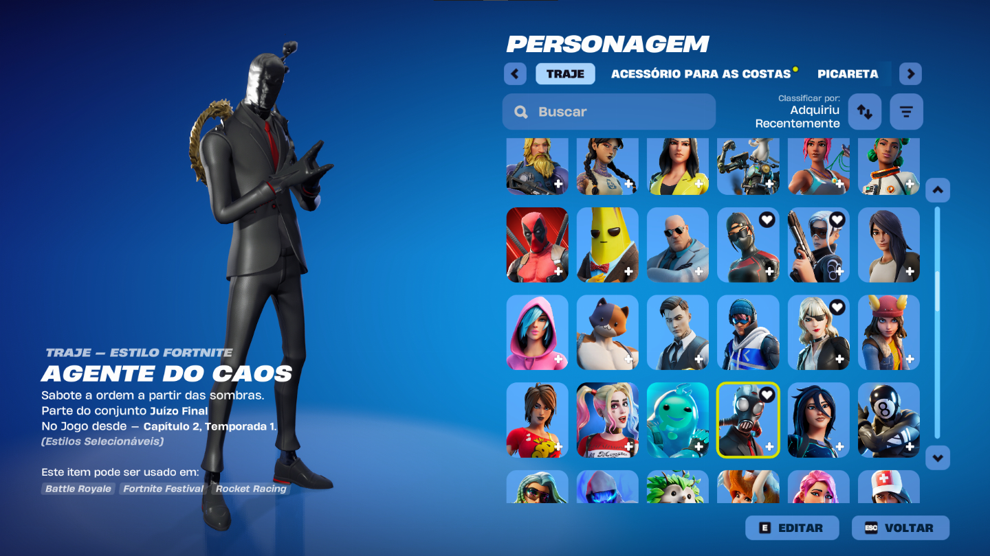 CONTA EPIC GAMES / MUITAS SKINS FORTNITE E JOGOS