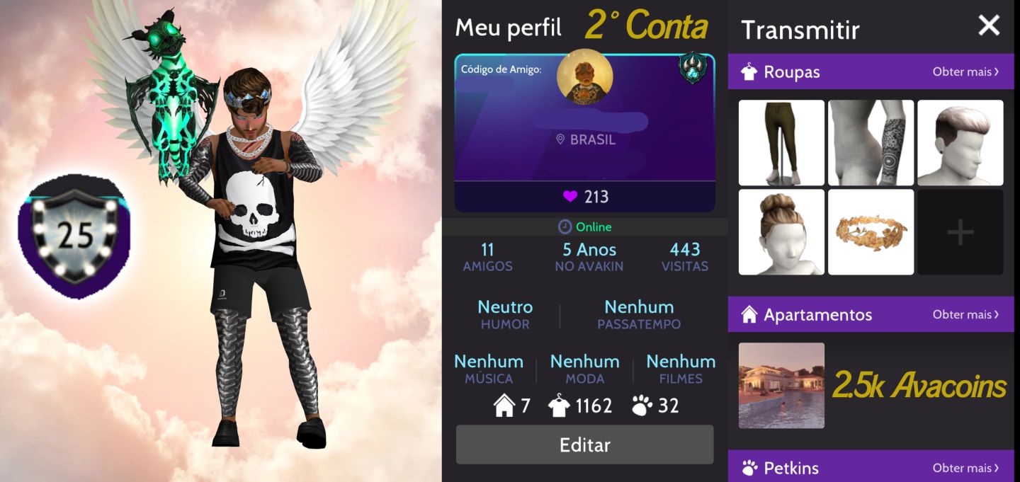 Combo de 2 Contas Antigas Avakin Life