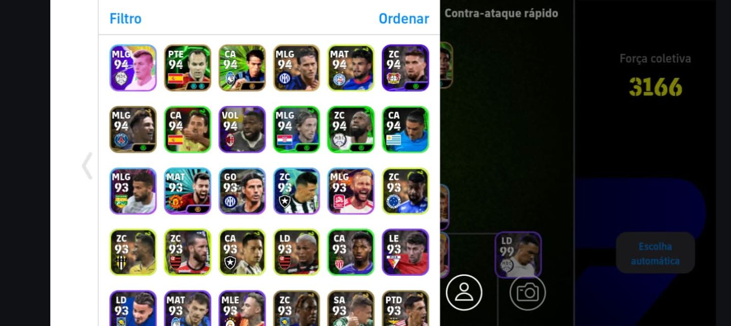 CONTA EFOOTBALL MOBILE RARA FORÇA 3166