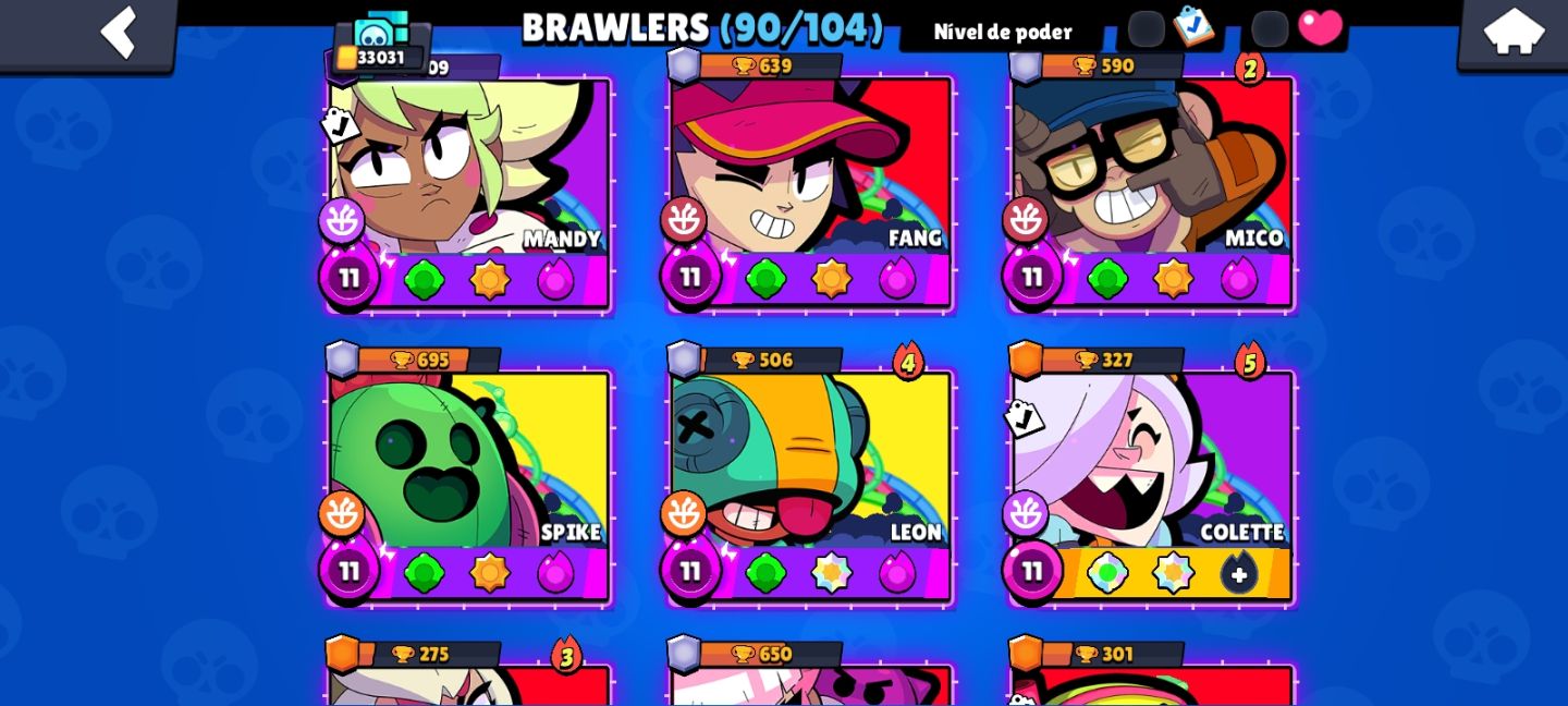 CONTA BRAWL STARS 90 BRAWLERS
