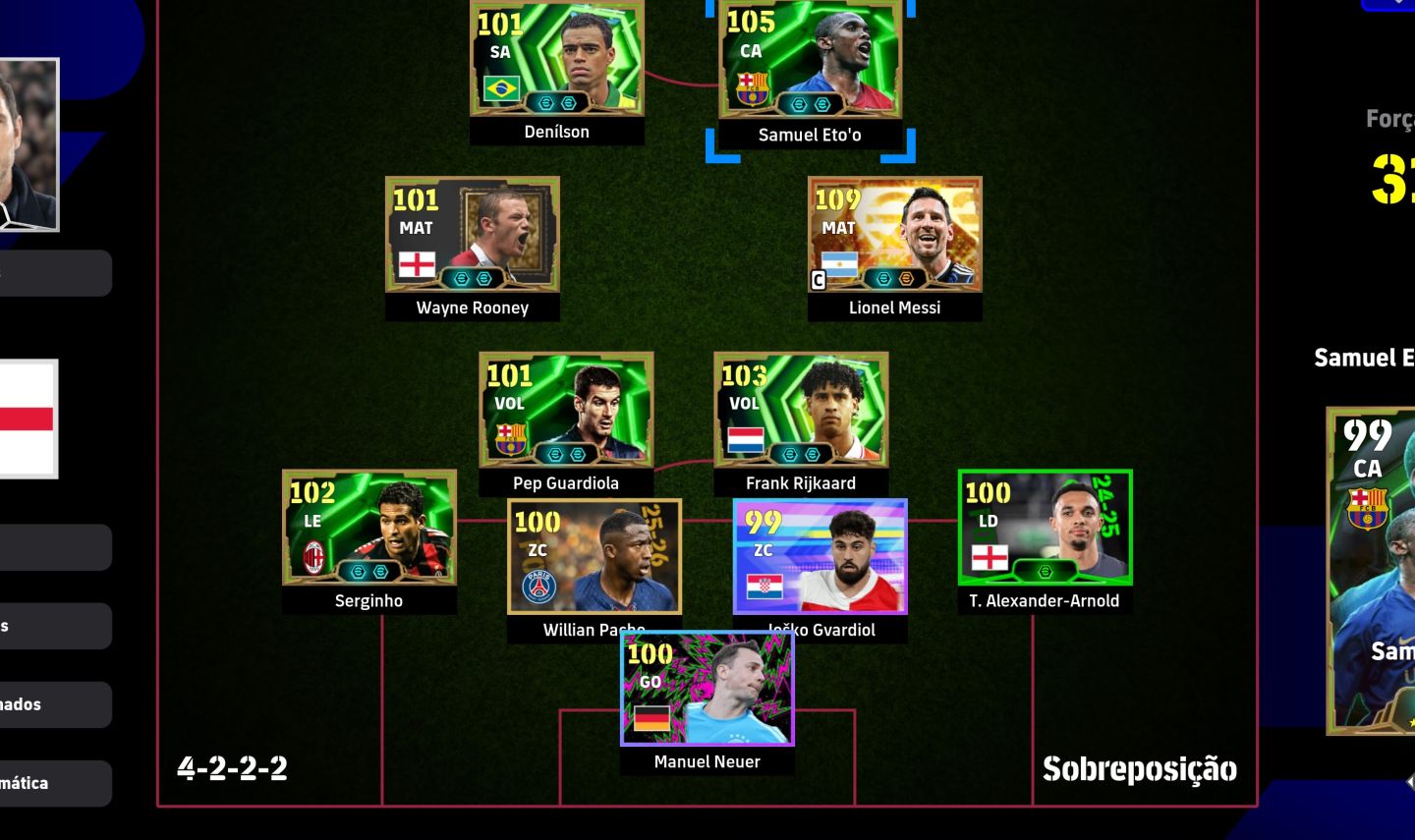 Conta com messi big time, etoo matador e rooney roleta de lendas