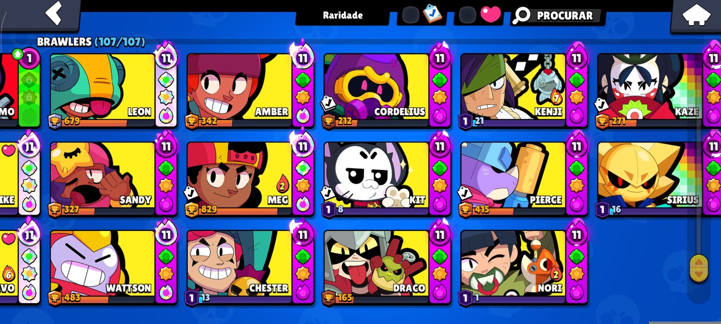 CONTA VETERANA (2019) BRAWL STARS | 60K TROFÉUS | 107/107 BRAWLERS | 72 BRAWLERS