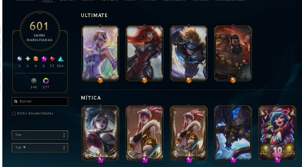 Conta Lol Br -- 601 skins 834 icones Aceito Negociações