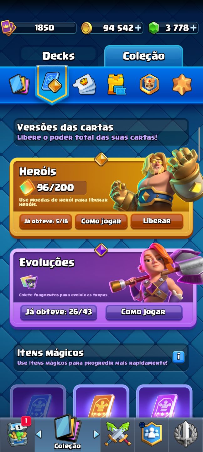 Conta Clash Royale 20 cartas level 16, maior campeão e banner raro