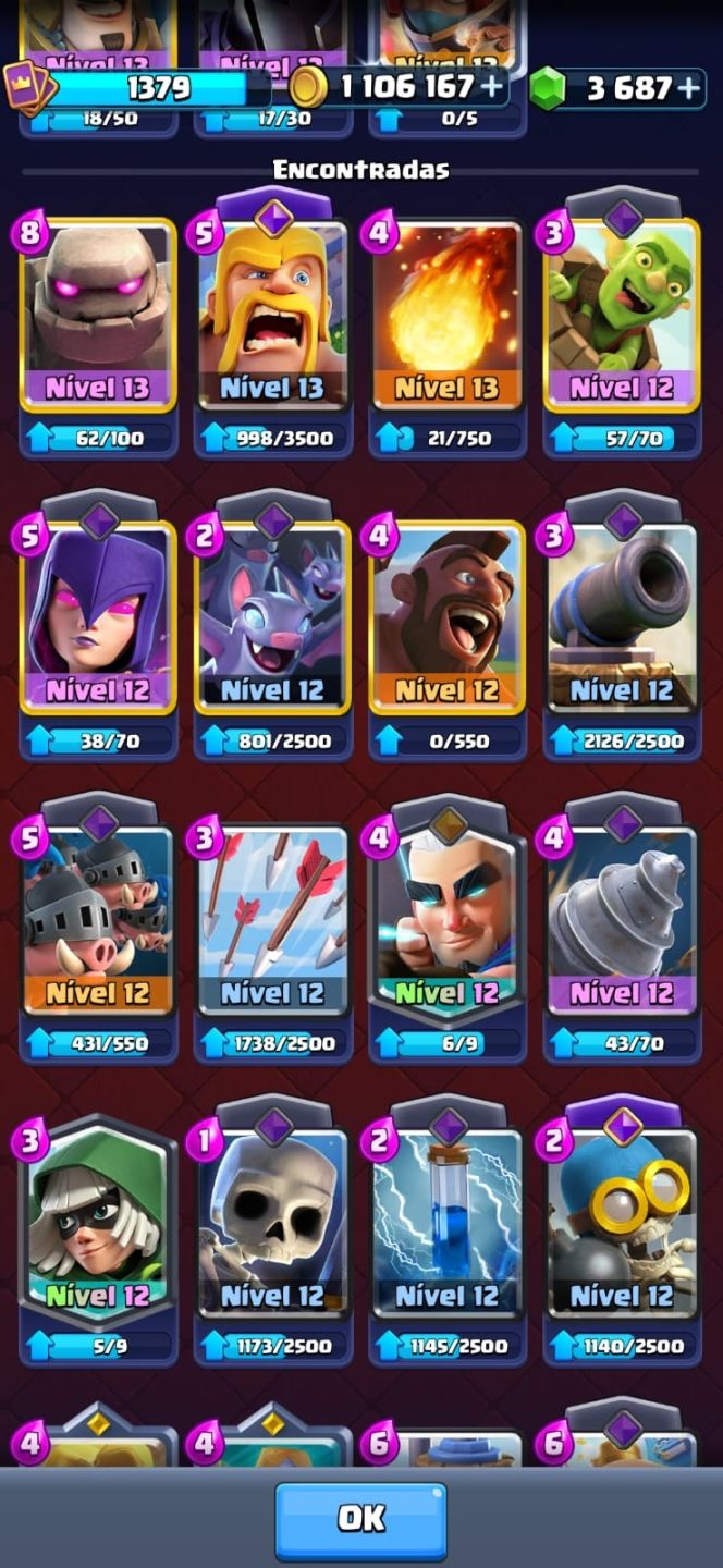 Conta Clash Royale mto boa arena 21 com quase todas as cartas oferta