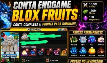 Conta Endgame de Blox Fruits com Frutas Perm (Mais de 20K Robux Gasto)