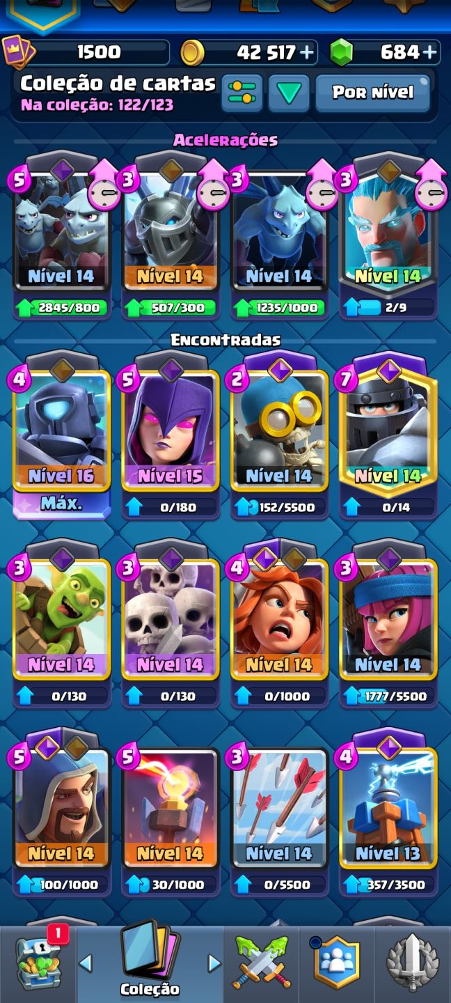 Conta de clash royale top 9533 Troféus 123/124 cards