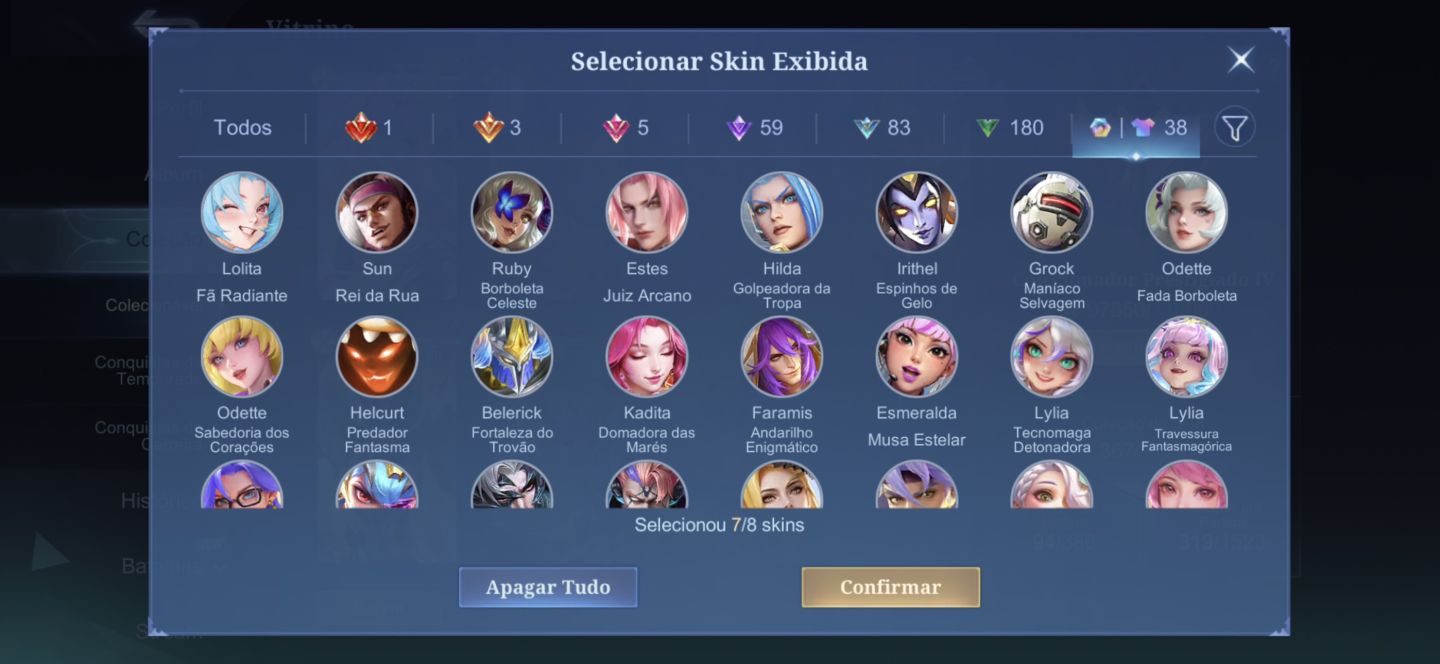 CONTA MOBILE LEGENDS/ SKINS RARAS