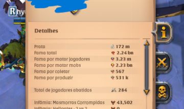 CONTA ALBION ONLINE 2,2B FAMA, 293M DE FAMA AMARELA E 172M DE PRATA