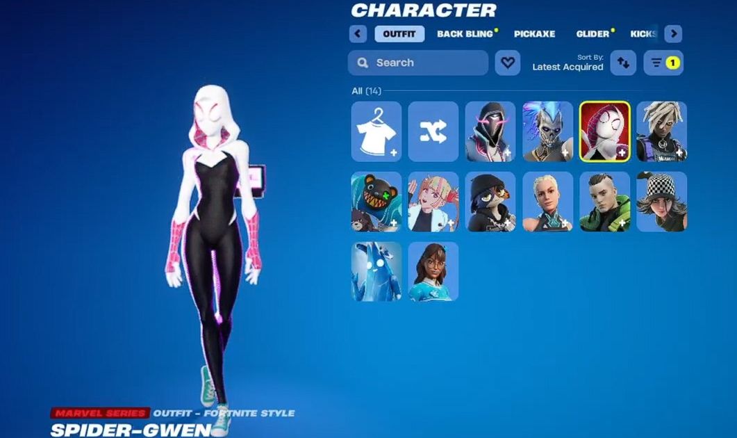 Conta de Fortnite com passe da Spider-Gwen completo