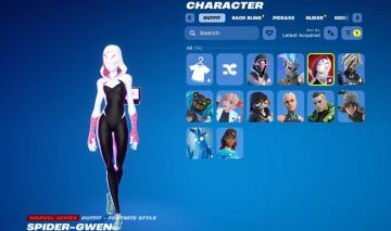 Conta de Fortnite com passe da Spider-Gwen completo