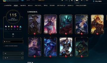 CONTA LOL 115 SKINS + 189 ICONES + 97 EMOTES [FULL ACESSO]