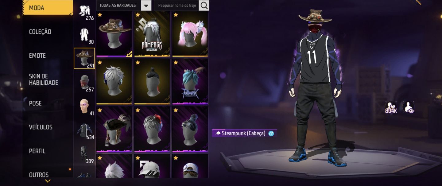 CONTA FREE FIRE VETERANA: PASSES 4 AO 9+ FULL RAGNAROK + PRIME 7