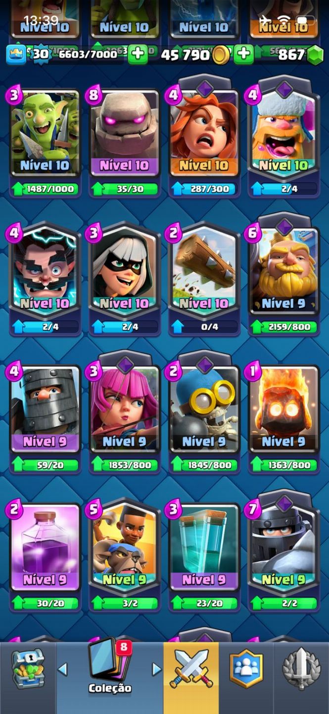 CONTA CLASH ROYALE NIVEL 30
