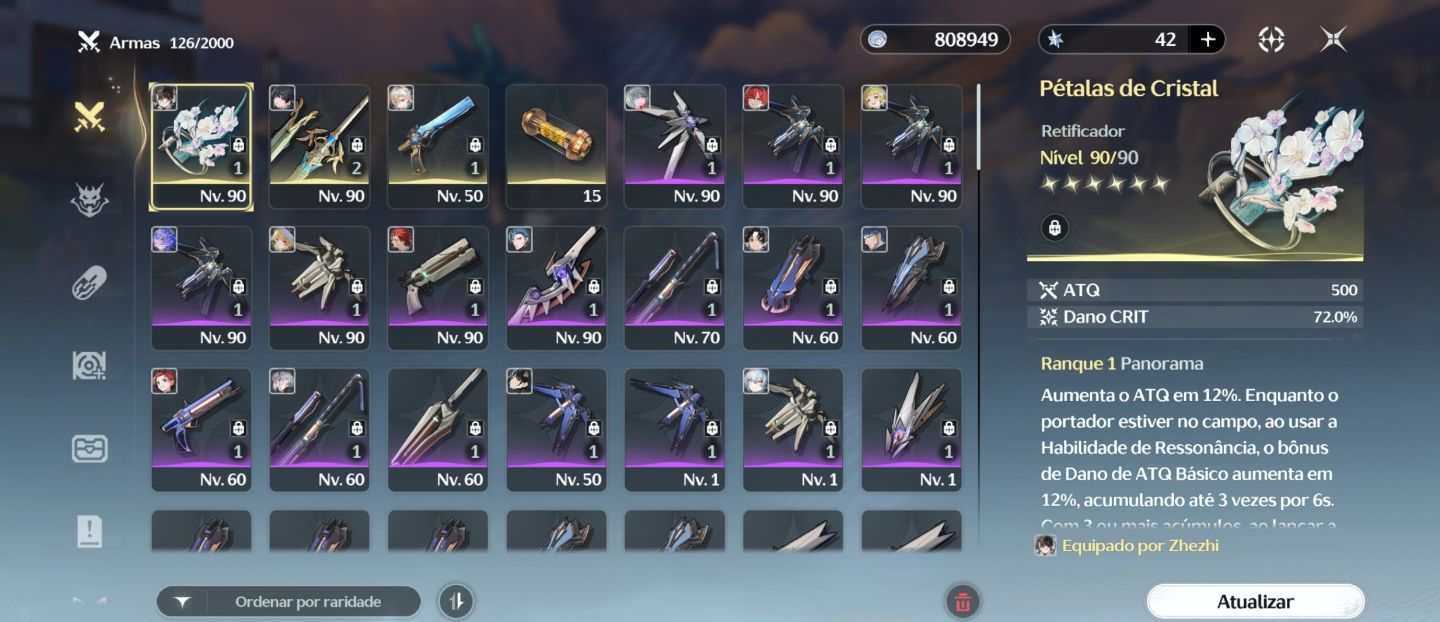 CONTA WUTHERING WAVES NV.73 + 13 PERSONAGENS T5 FASE DE SOL-3 RANQUE 8