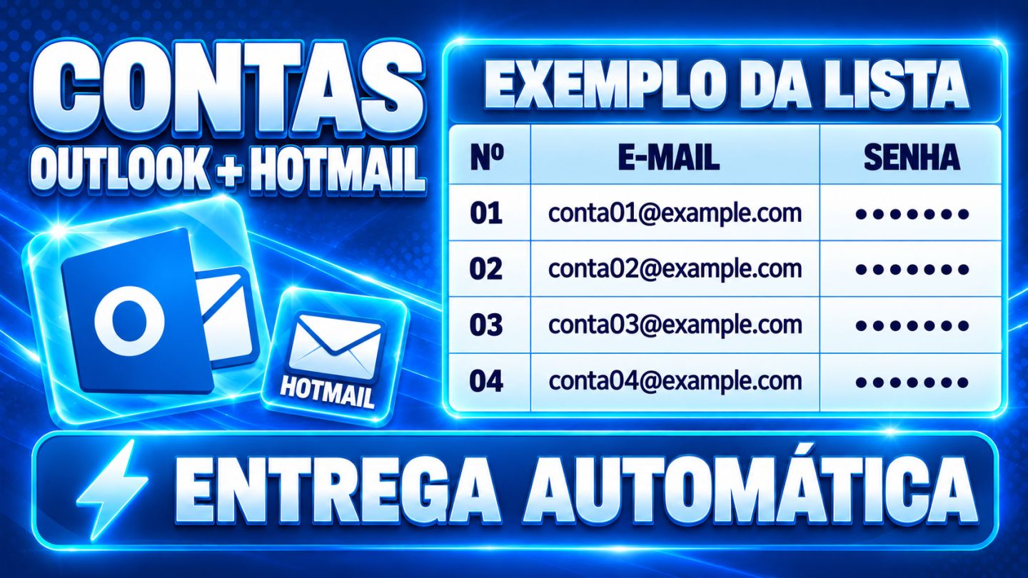 20x CONTAS EMAIL OUTLOOK/HOTMAIL NOVO + Entrega Automática NÃO PRECISA DE SMS