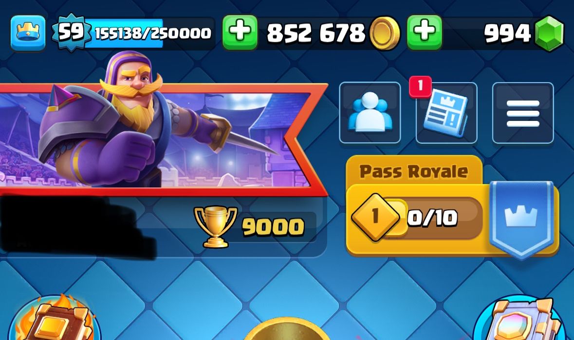 Conta Clash Royale conta com o máximo de troféus possível (9000)