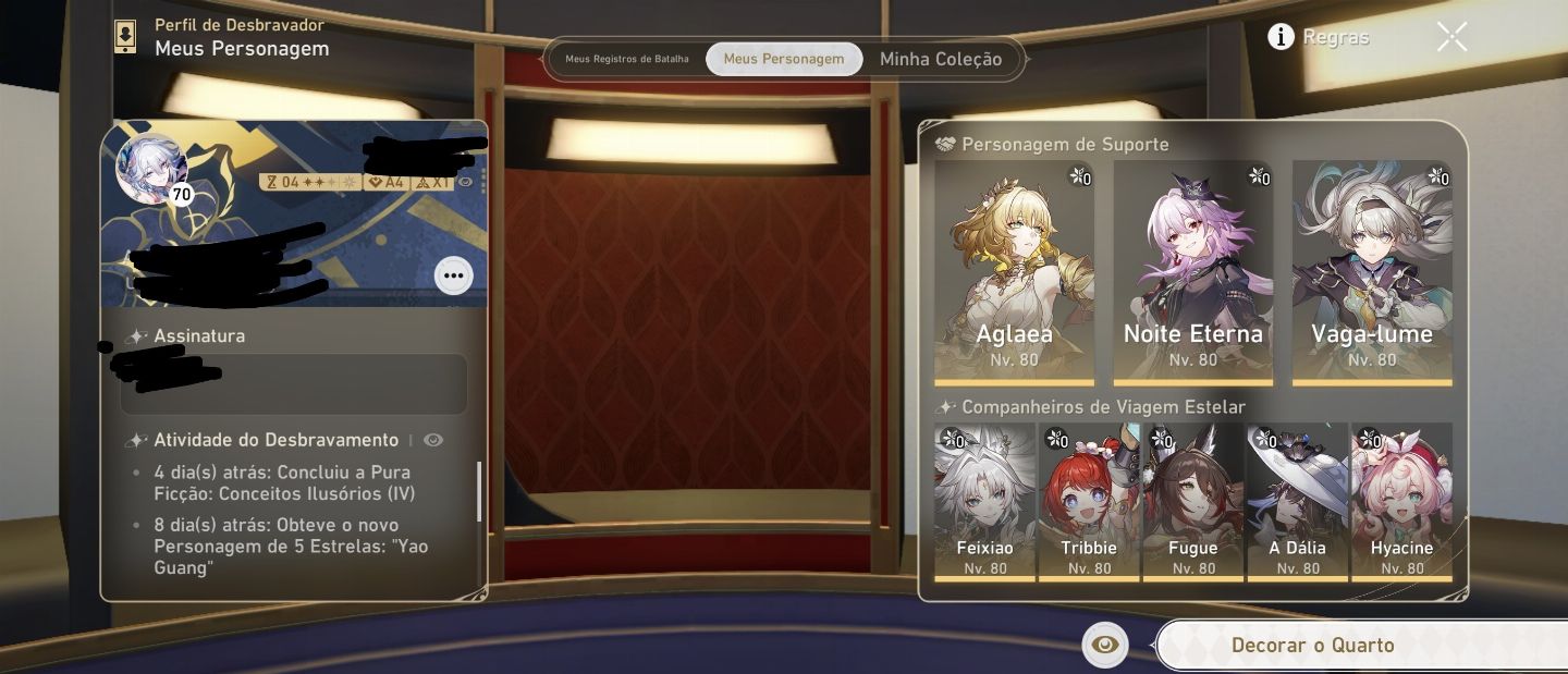 CONTA DE HONKAI STAR RAIL ENDGAME NÍVEL 70 COM MUITOS PERSONAGENS LIMITADOS