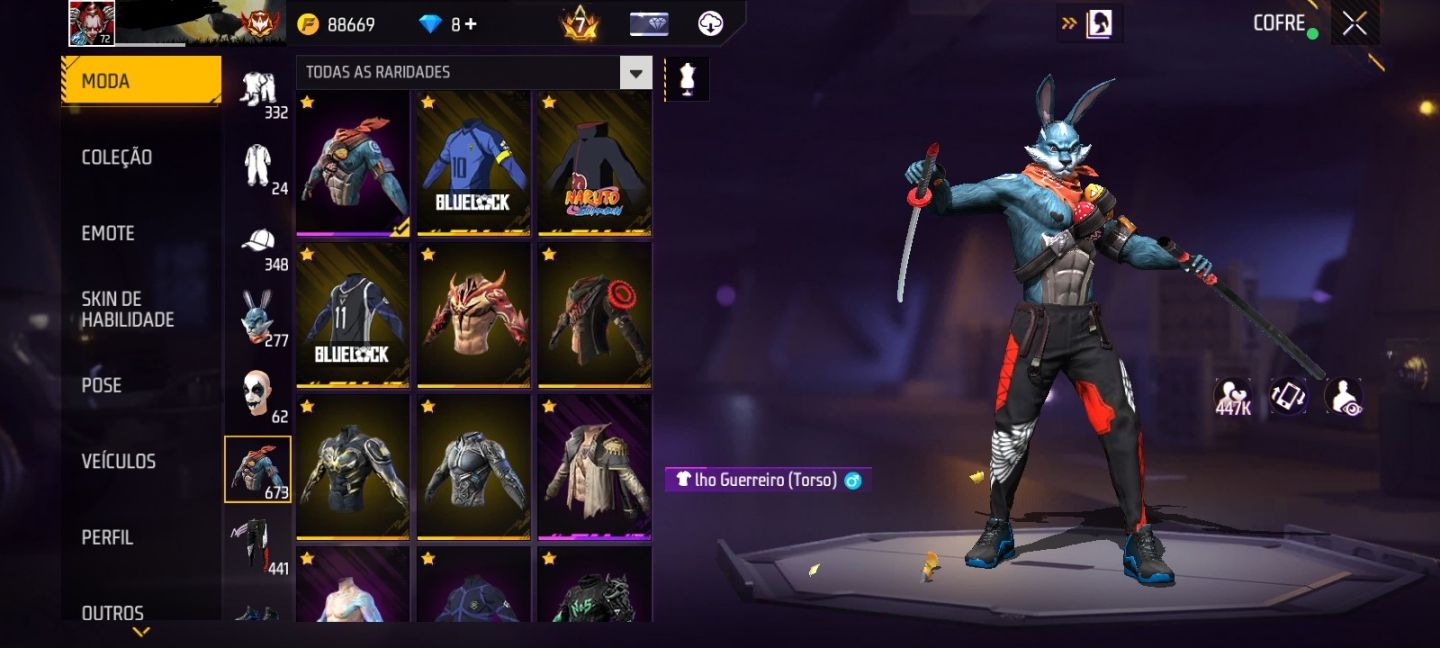 CONTA FREE FIRE LV72
