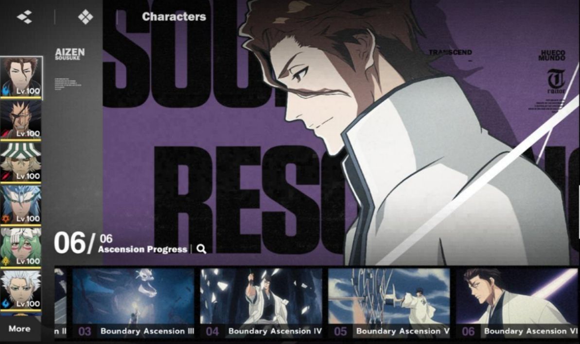 Conta Bleach Soul Resonance Lv79 EndGame AizenB6 + ArmaS5 todos com armas e mais