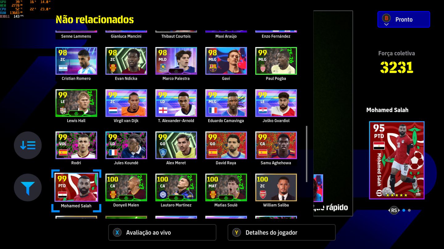 CONTA EFOOTBALL STEAM 3231| BALE 108 |DESAILLY 108|THURAN 107|AGÜERO 105|CR7 105