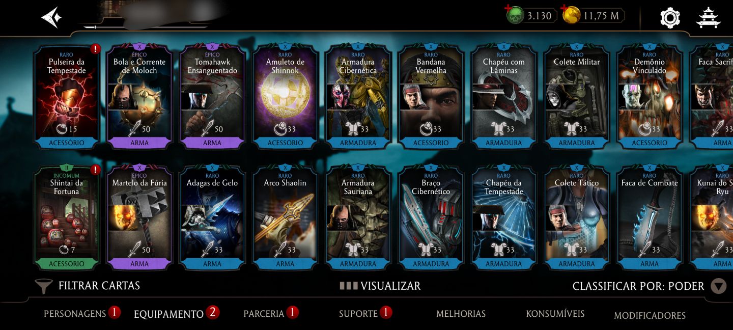 Conta de Mortal Kombat mobile diversos personagens diamante