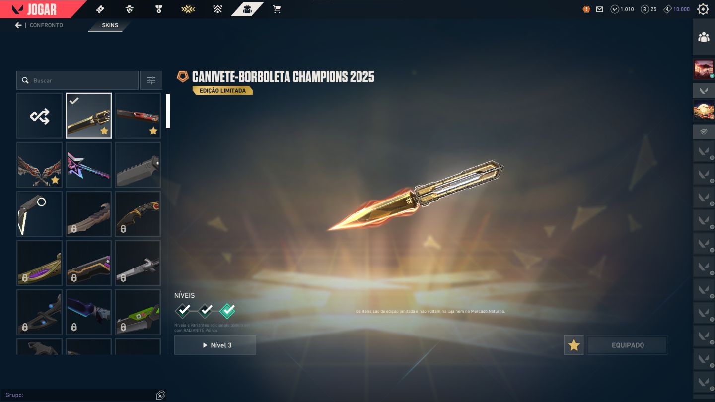CONTA COM PACOTES CHAMPIONS E MUITAS SKINS / PREÇO NEGOCIAVEL