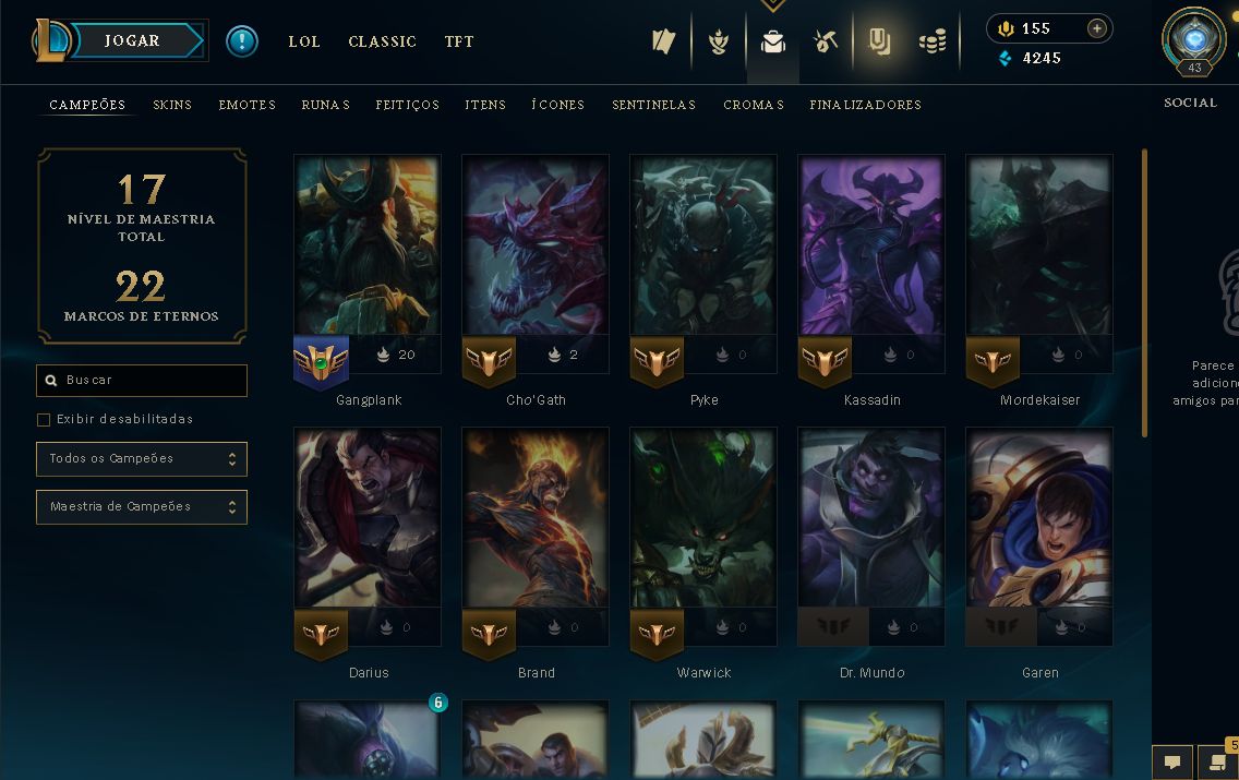 LOL SMURF | ESCOLHA SUA CONTA | ATÉ 45 SKINS | RANQUEADA LIBERADA