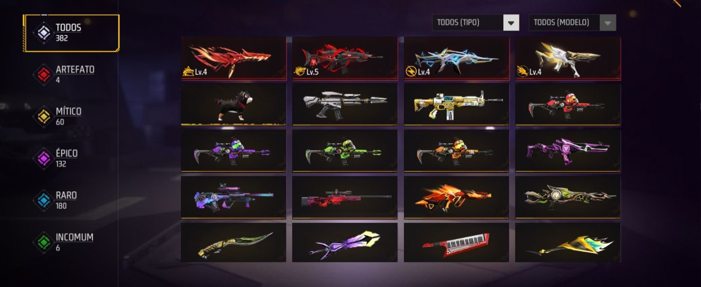 Conta Free Fire Gemada Angelical Passes Antigos Skins Raras