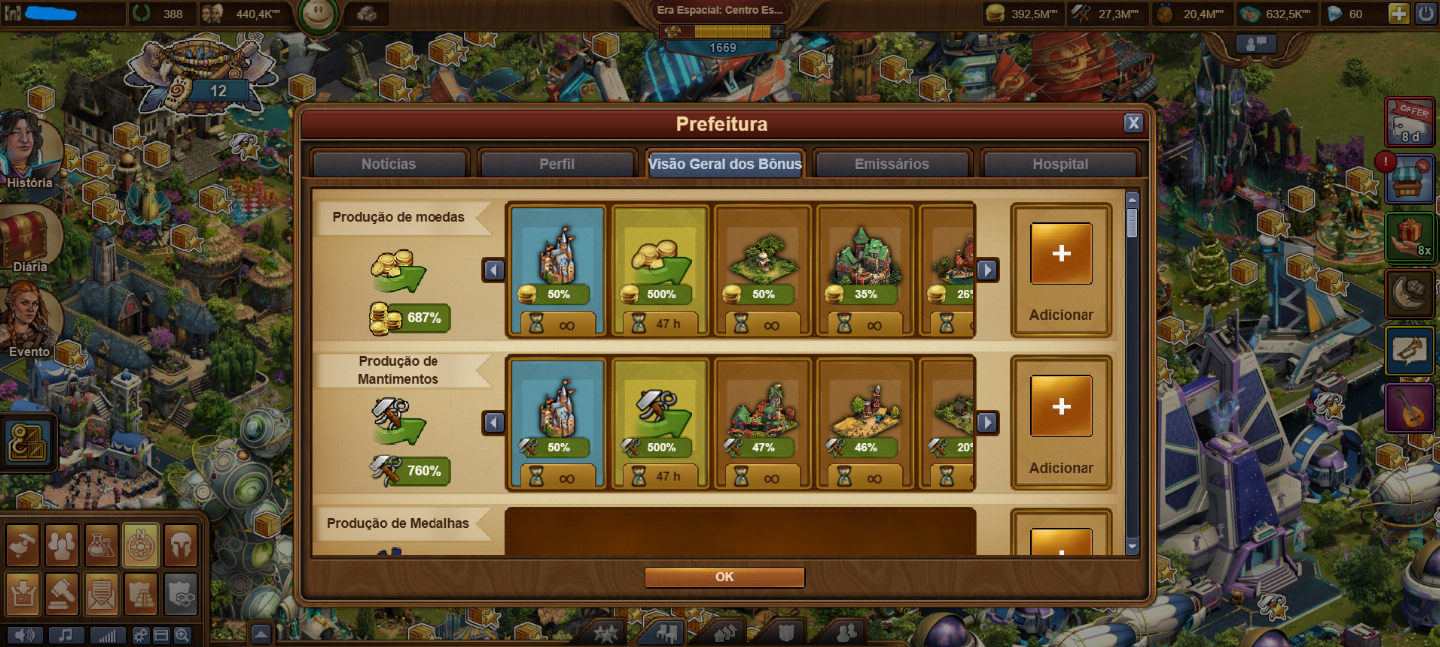 Conta no FoE Forge of Empires na Era Centro Espacial