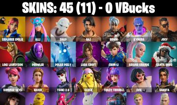 Conta Fortnite com Explorer Emilie | Alli | Snap | Raz | Chun-LI e 45 Skins