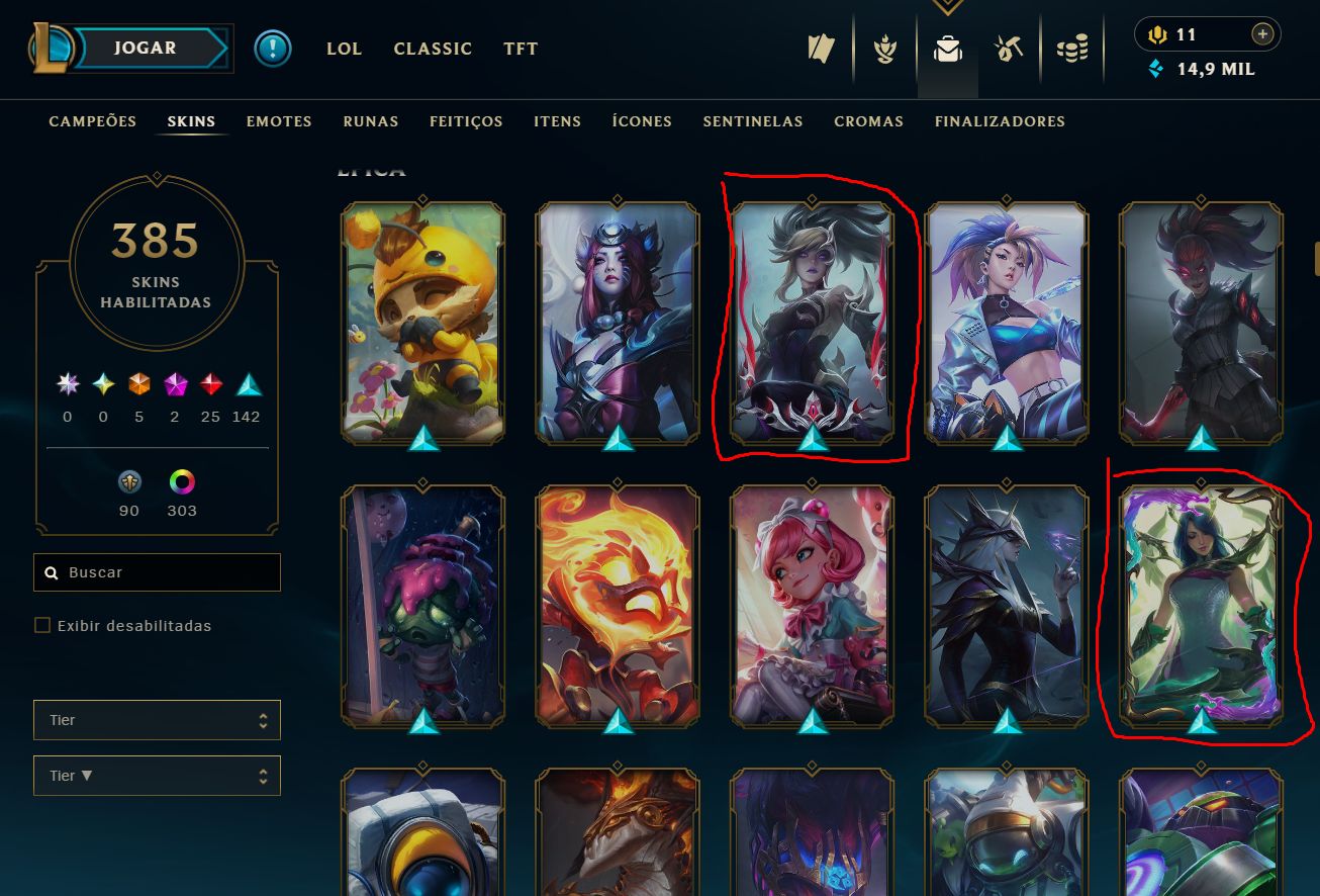 Lvl 498 | 385 Skins | Icones 2012 | Morgana Vitoriosa, Bordas de Skins e Mais..