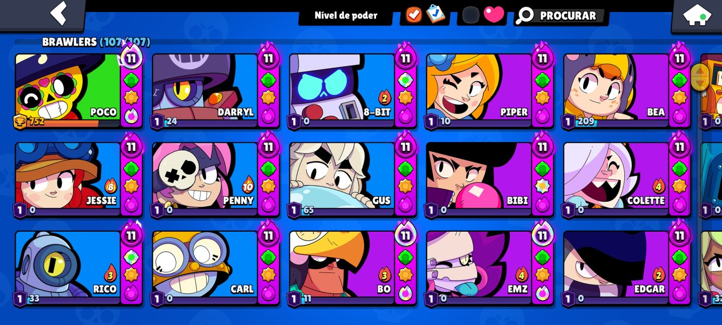 Conta de brawl Star muito upada