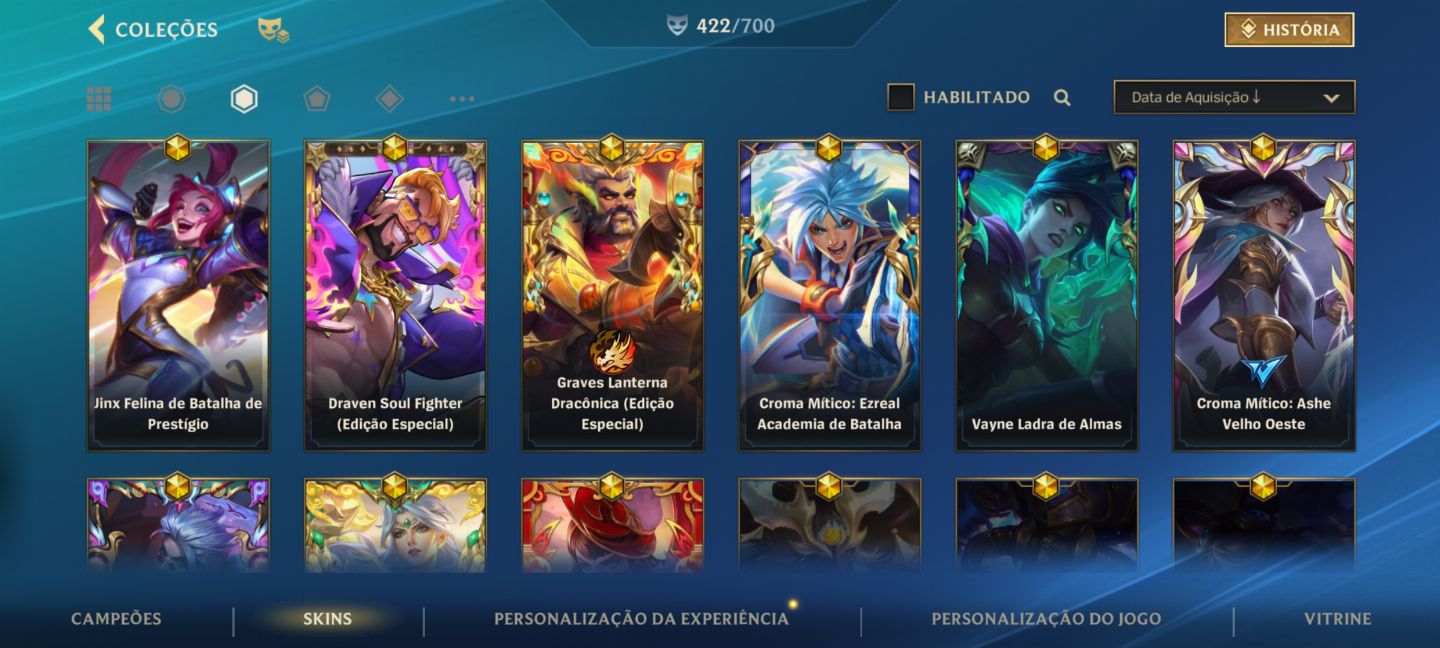 Conta main ADC com mais de 11k em skins