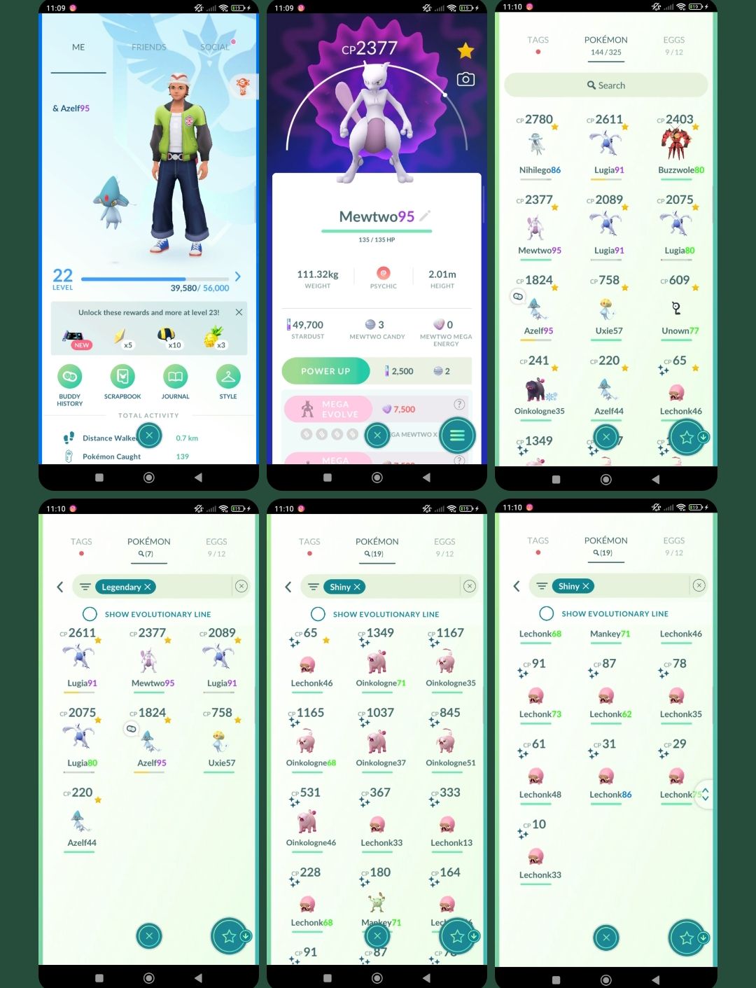 CONTA POKÉMON GO COM MEWTWO, LENDÁRIOS E 19 SHINYS D071