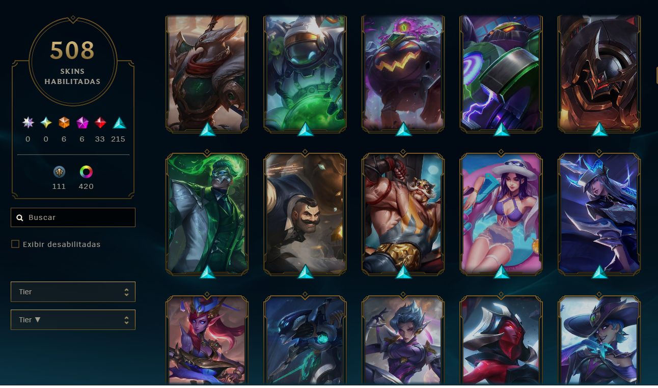 Conta League of Legends MMR MESTRE COM 508 SKINS RARAS