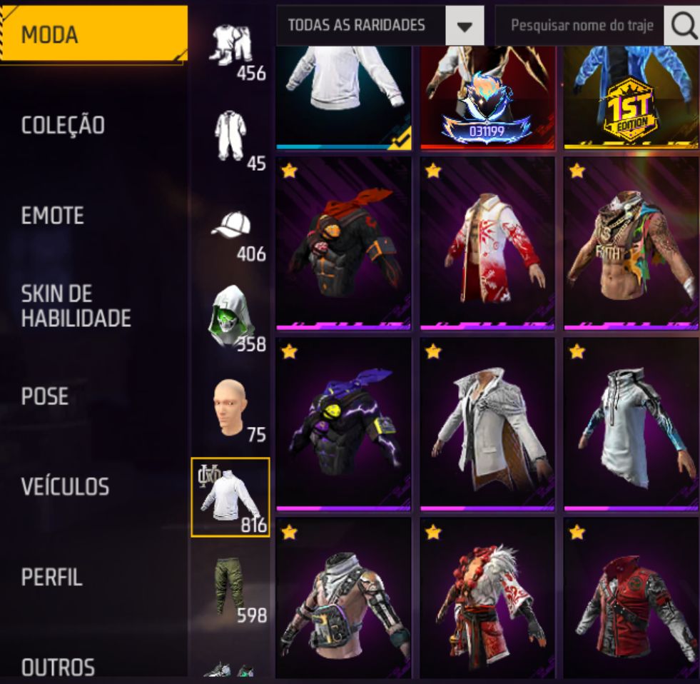 CONTA FREE FIRE: Top Criminal Vermelho + 8 Armas Evo (Lvl 6) + Passes Antigos