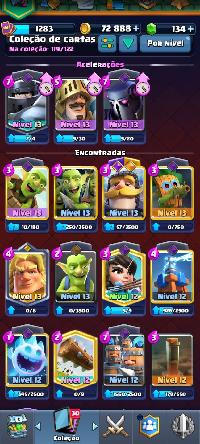 Conta Clash Royale arena 20 deck log bait