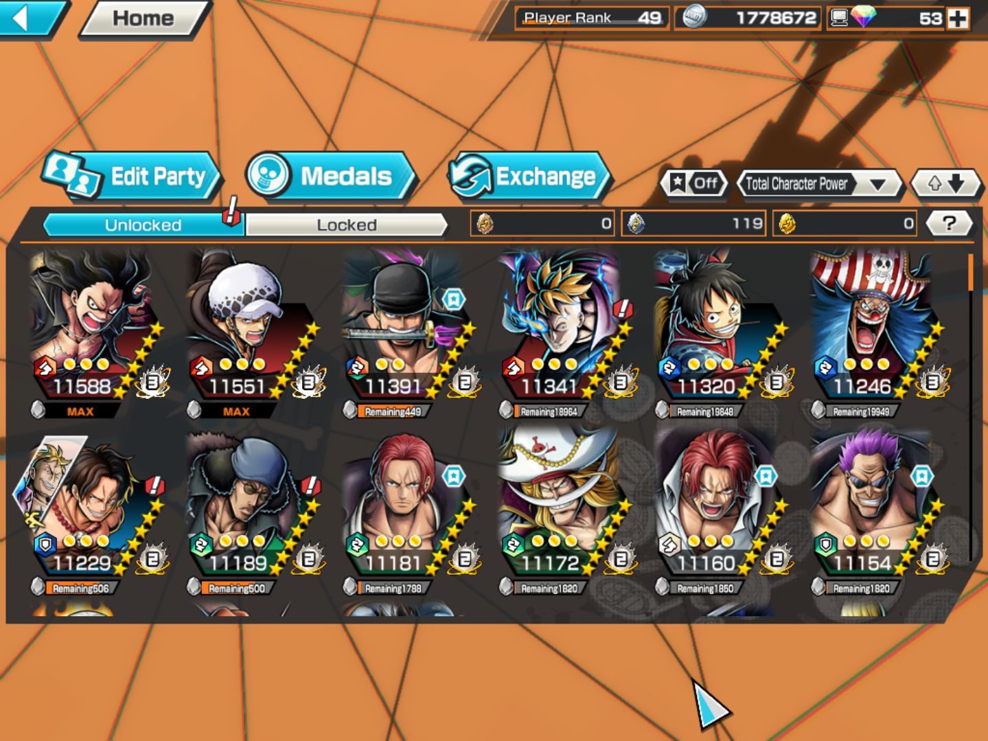 11 Ex / Level 149 / 80 HB / One Piece Bounty Rush