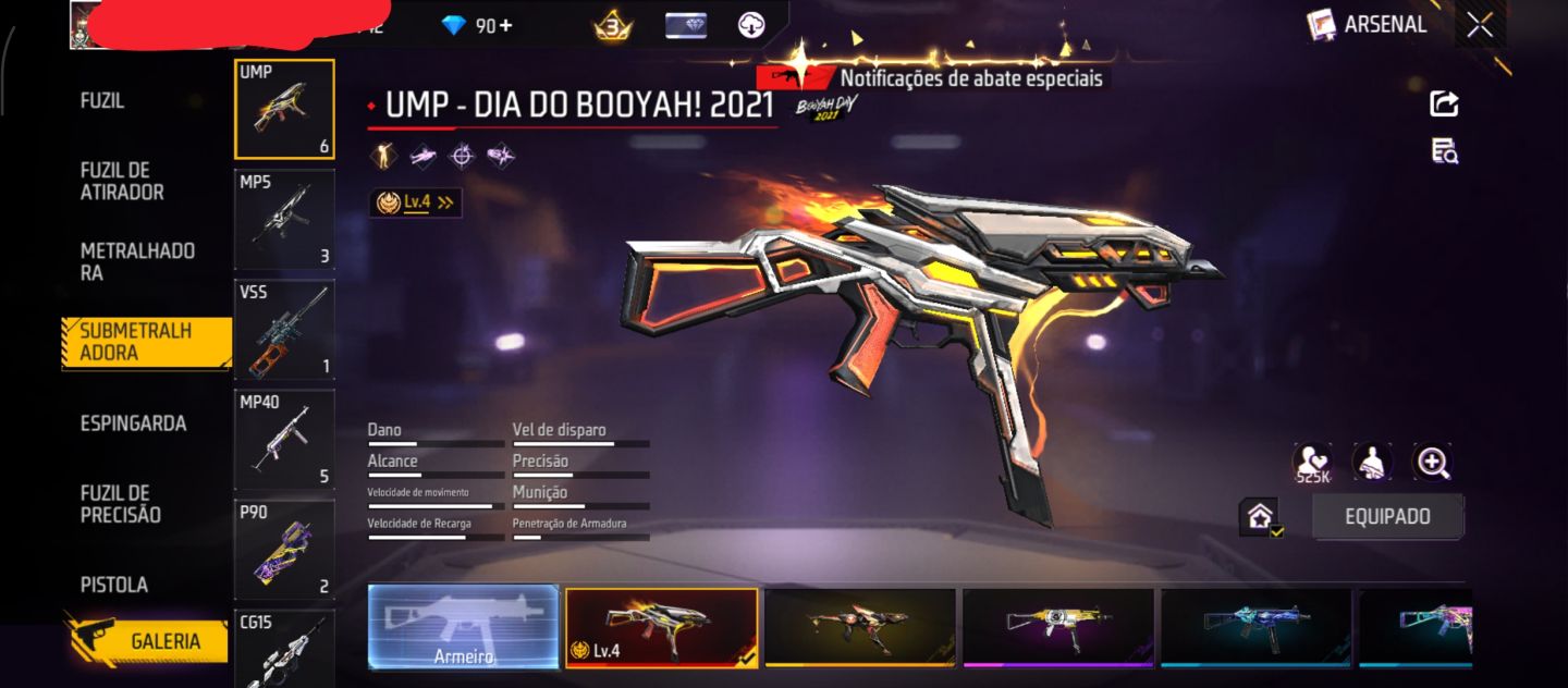Conta de free fire de 2020 com várias skin de armas é roupas