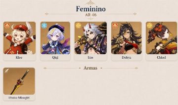 CONTA GENSHIN IMPACT COM 5 PERSONAGENS T5 & ARMA