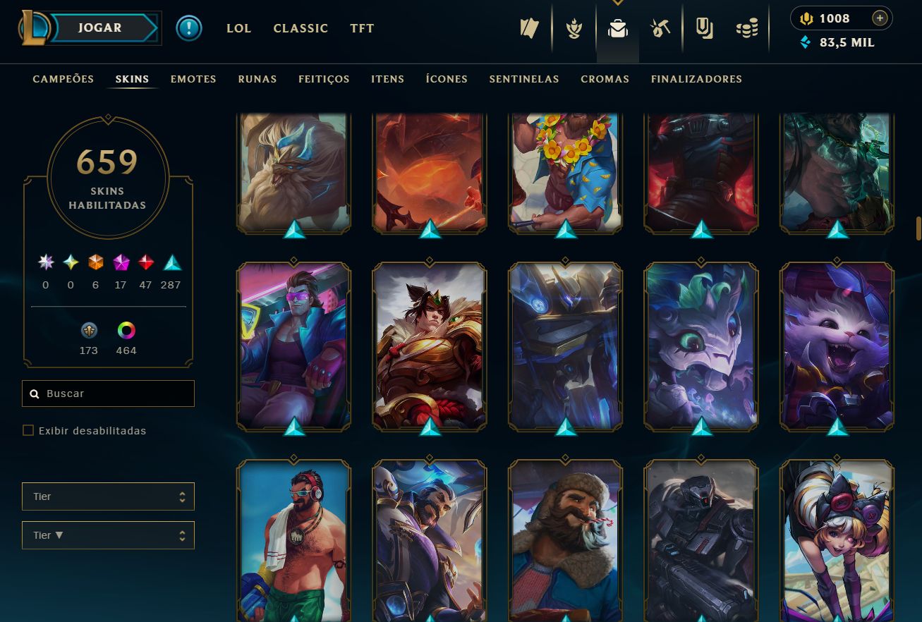 Lvl 767 | 659 skins | 1008 RP | Bordas e muitos mais
