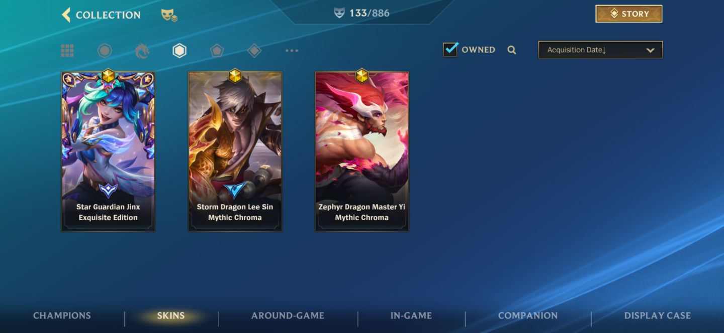 Conta lv164, grão mestre c 133 SKINS.