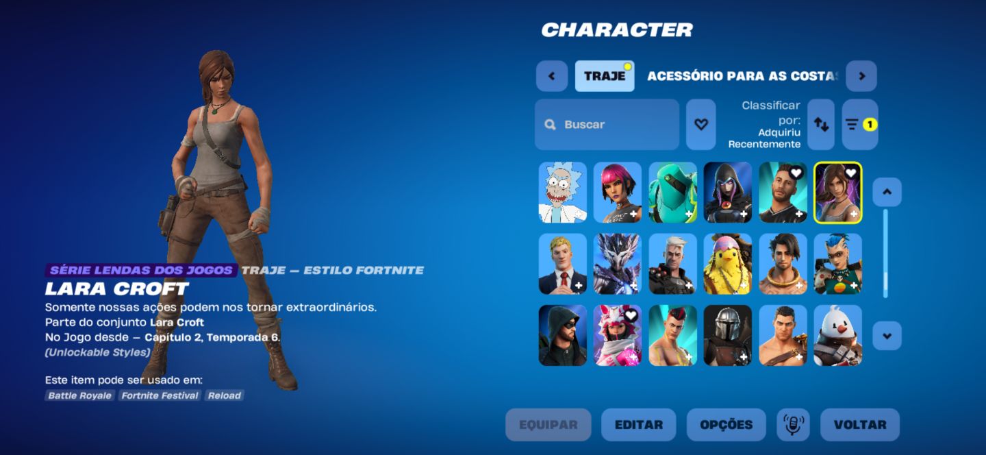 Conta de fortnite rara com 211 skins e laracroft! Salve o mundo!