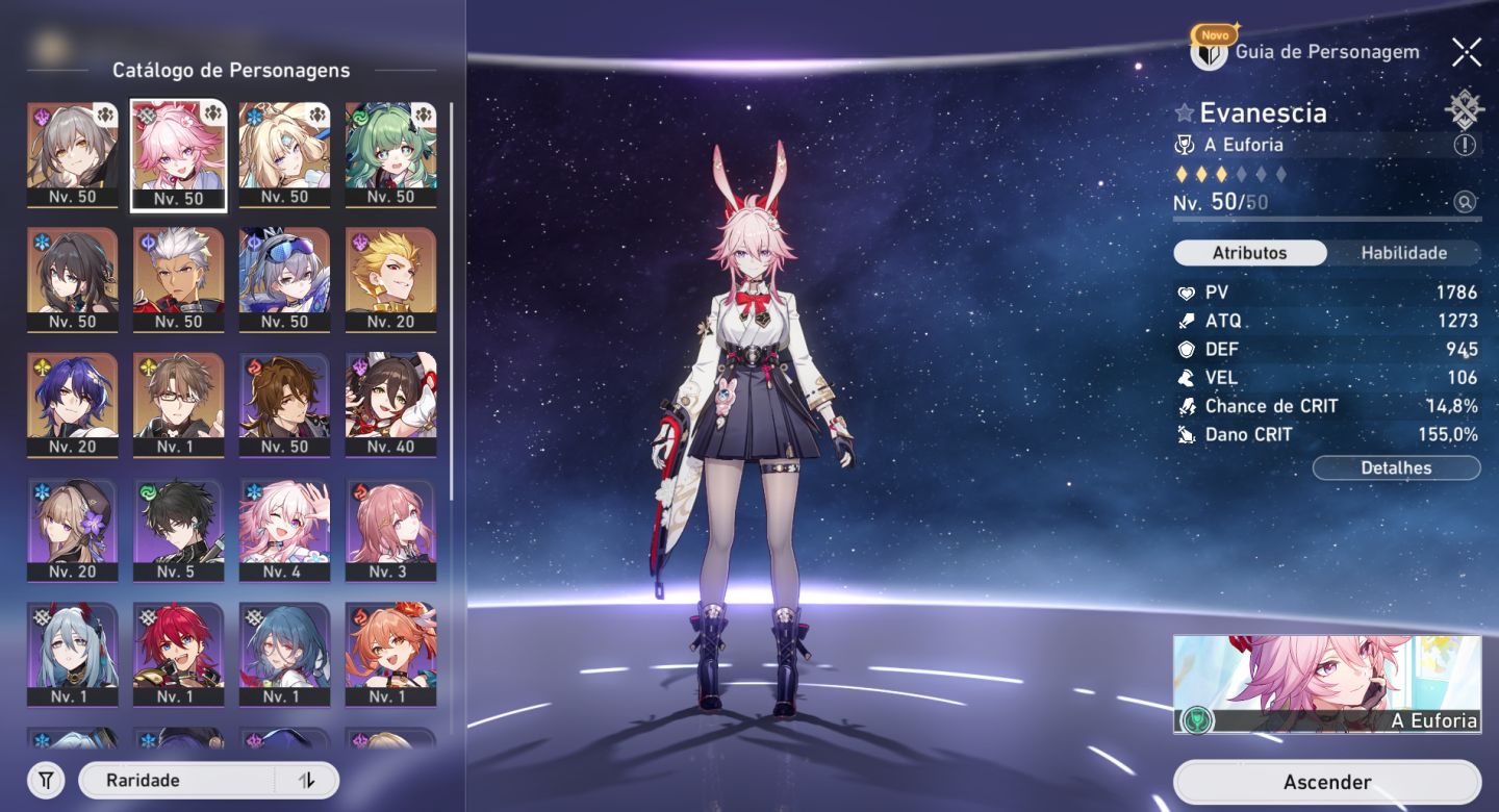 Conta Honkai Star Rail Euforia Team lv 36 todos eventos on user e niver livres