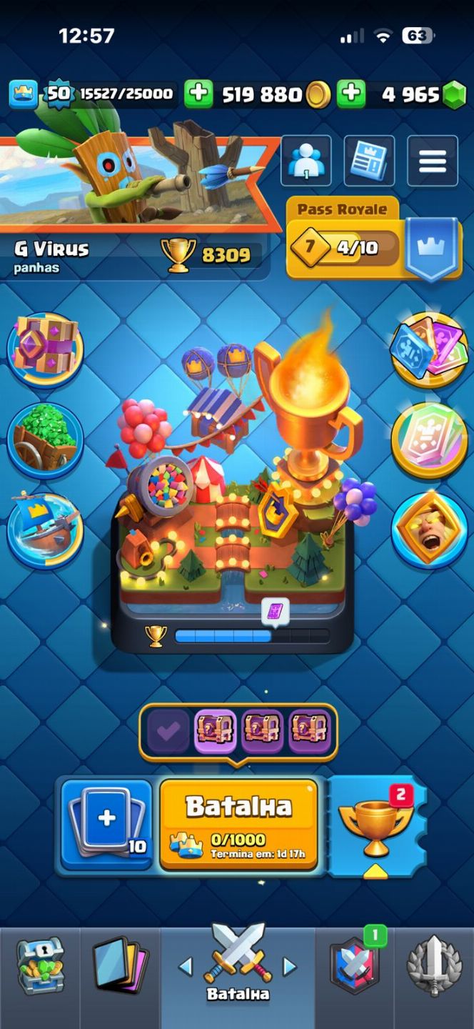 Conta de Clash Royale com quase todas as cartas, 8,3k de troféu e 9 evos!