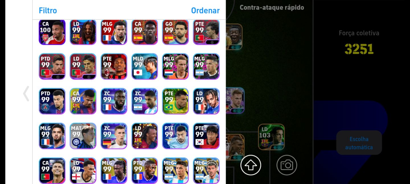 Conta Efootbal 3250 com Fichas Editadas, Suarez, Cruif, Pele e Outros