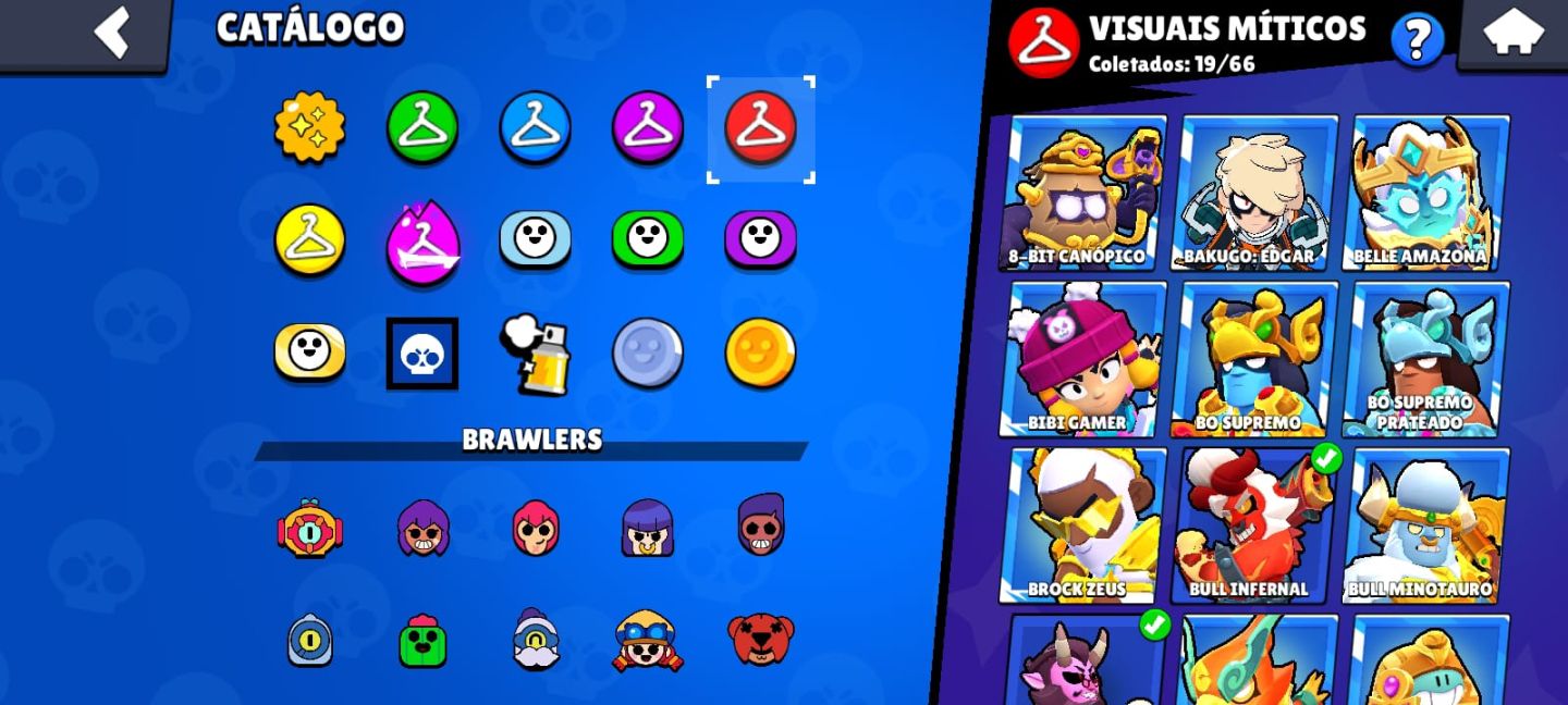 CONTA BRAWL STARS 68K TROFÉUS | 104 BRAWLERS SKINS EXCLUSIVAS | SKINS DE PASSE