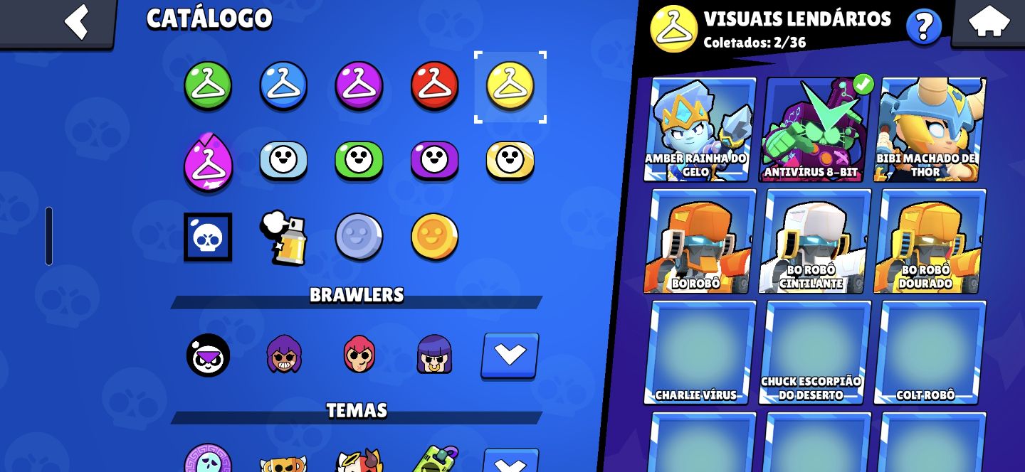Conta de Brawl Stars com 36k de troféus e 90 brawlers